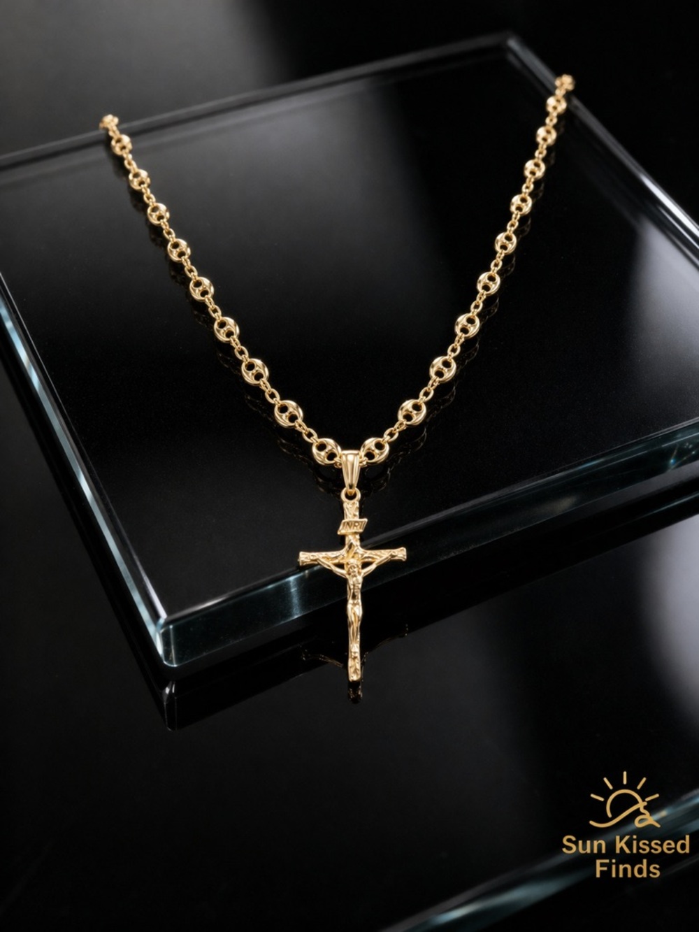 Gold Crucifix Pendant Necklace